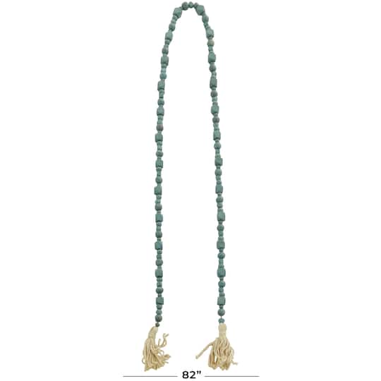 80" Geometric Wood Bead Garland with Tassels